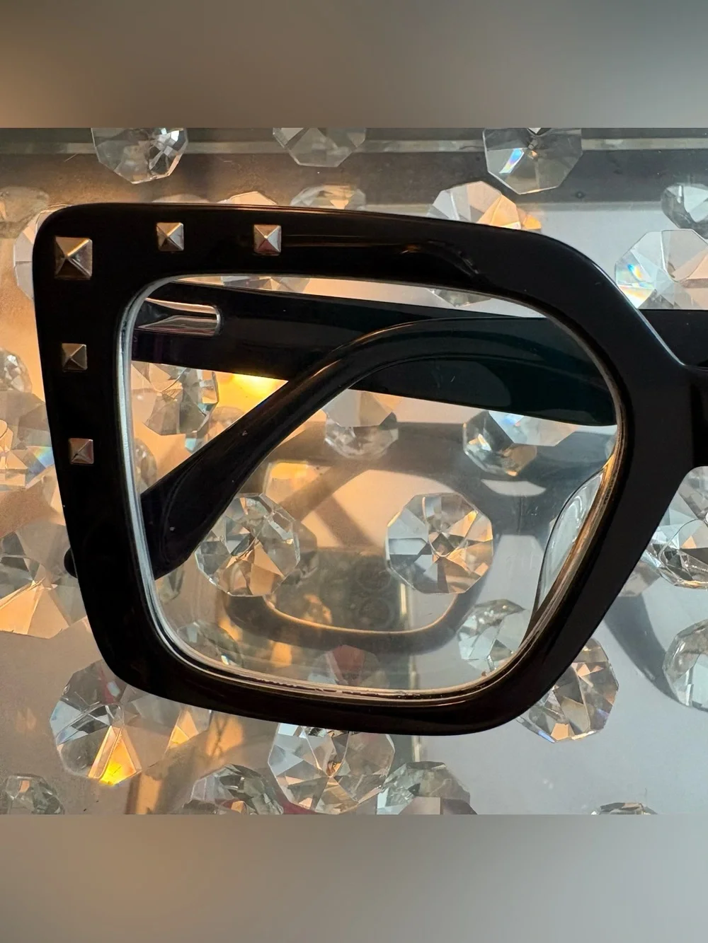Zeelool Women's Black Square Glasses with Gold Stud Accents